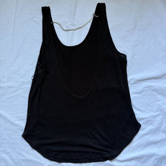 Joe's Jeans NWT black open back tank w/ chain embellishment size L - Picture 2 of 6
